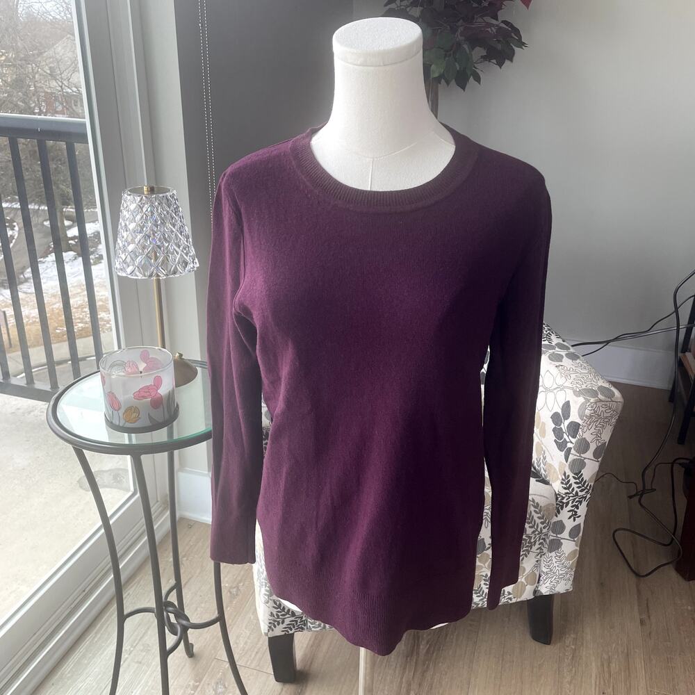 Banana Republic Italian Merino Wool Blend Plum Colored Crew Neck Sweater Sz S